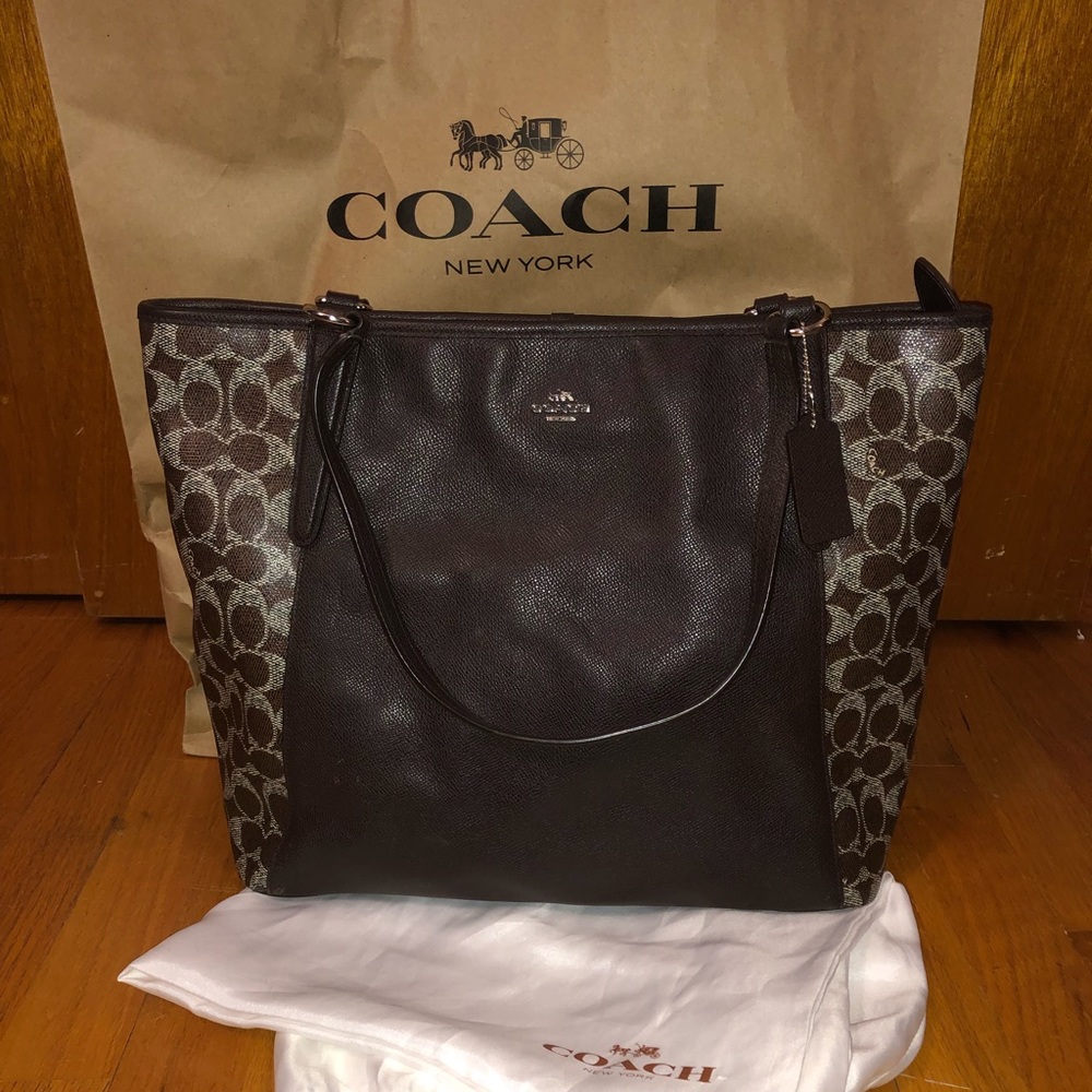 Coach Monogram Pebbled Leather Tote